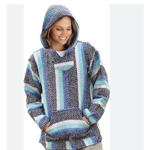 BAJA JOE‎ Premium Woven Knit Rasta Sweater Hoodie Rug size XL